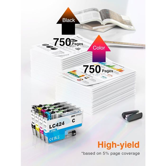 Ink Cartridges - DOUGLAS LABORATOIRES - LC424 - Compatible Brother - Pack of 4 - High Yield 750 Pages