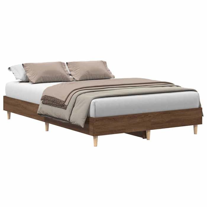 VidaXL Cadre de lit sans matelas chêne marron 135x190 cm, meuble de chambre à coucher, sommier, lit double, lit, châlit, lit 861072