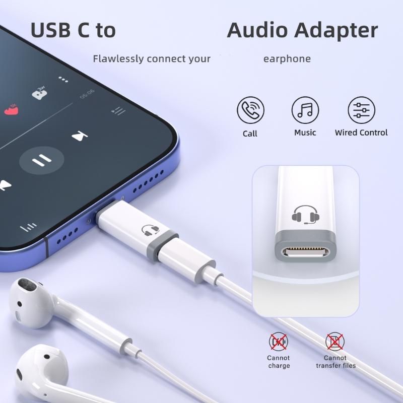 Type  C To Connector  Sound  Adapter In Line Control Sound  Adapter Portable Sound  Adapter Charging Adapter for Phone