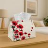1pc Botanical Watercolor Tissue Box with Poppy Flower Red - Decorative Tissue And Napkin Dispenser, Durable Polyester Holder for Home, Car, Table Deco