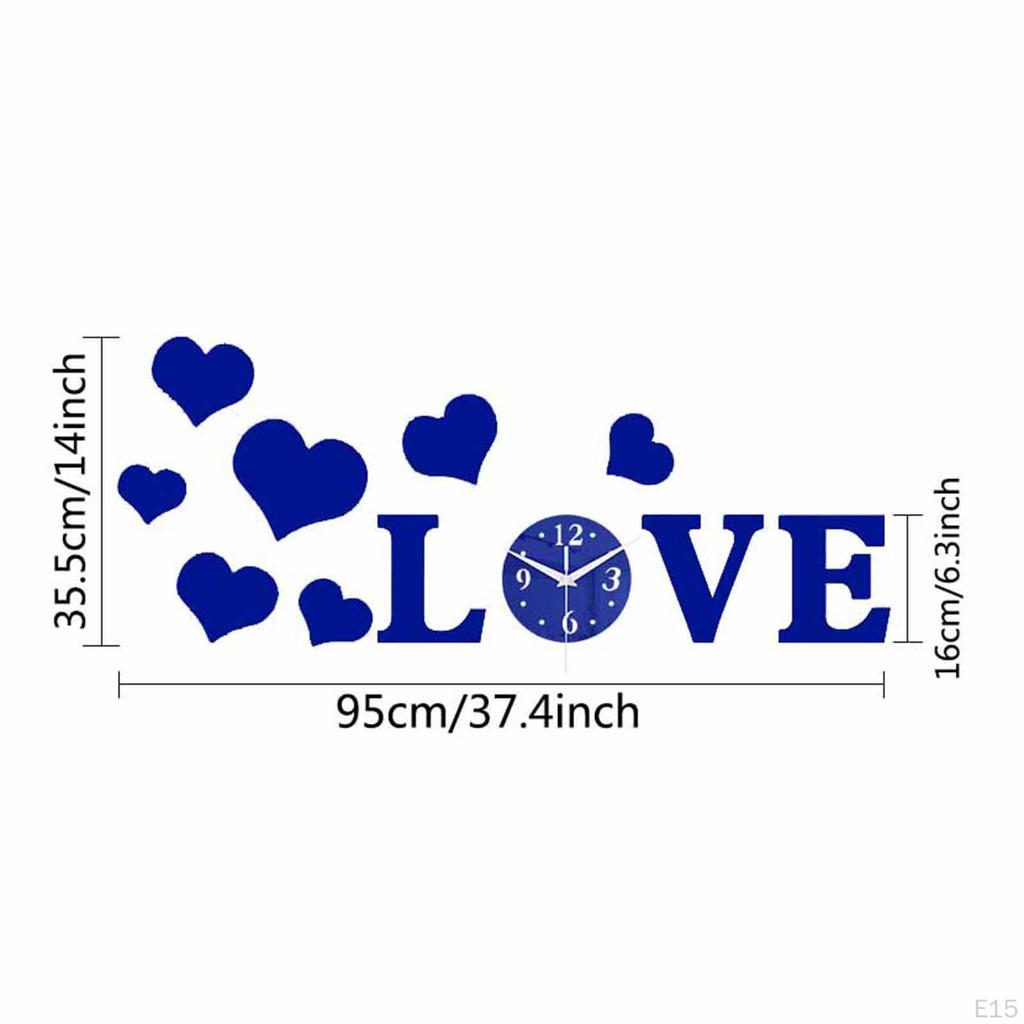Liebesherz Wanduhr Aufkleber DIY Abziehbild Dekorativ Praktisch Robust Leise Heimdeko für