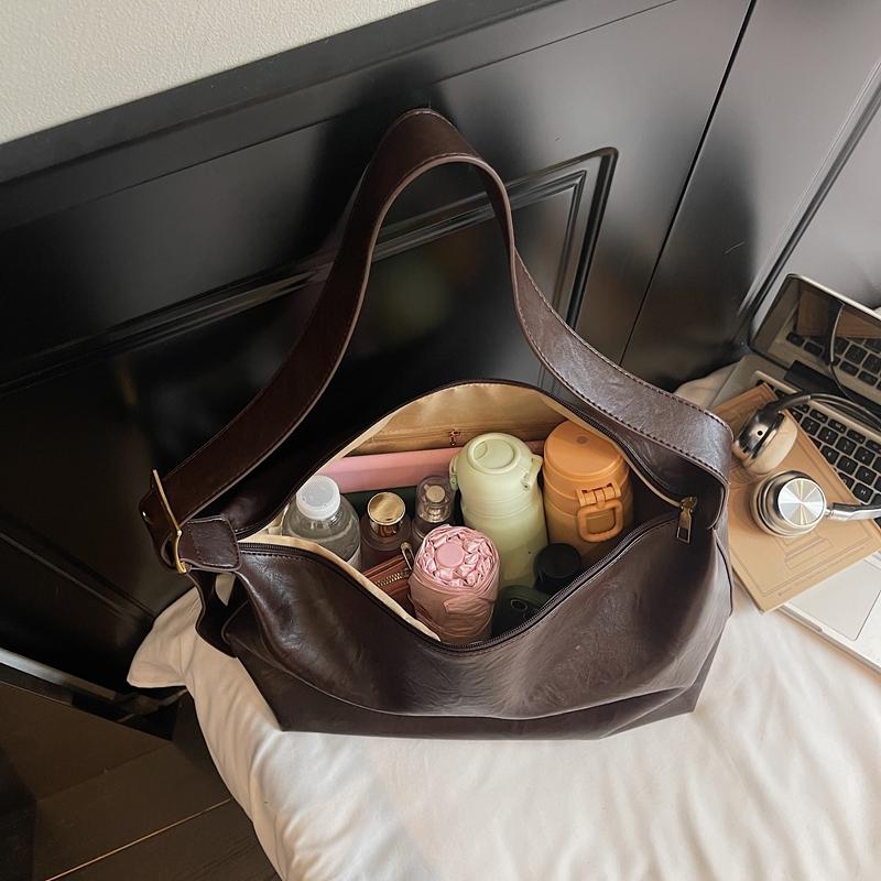 Solid Color Commuter Large Capacity Shoulder Bag Women's Crossbody Bag Underarm Bag