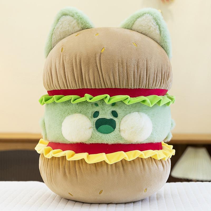 

Plush Hamburger Cartoon Doll Childrens Cat Cartoon Toys Animal Gifts Holiday 45cm зелёный