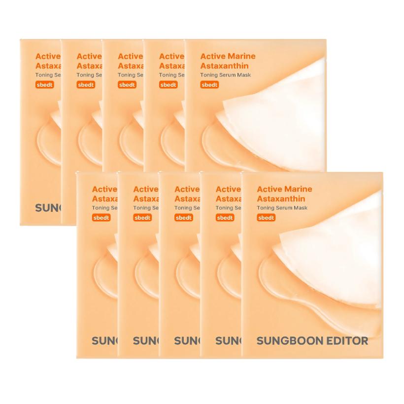 SUNGBOON EDITOR Active Marine Astaxanthin Brightening Mask Pack 10 Sheets Dark Spot Care & Hydration