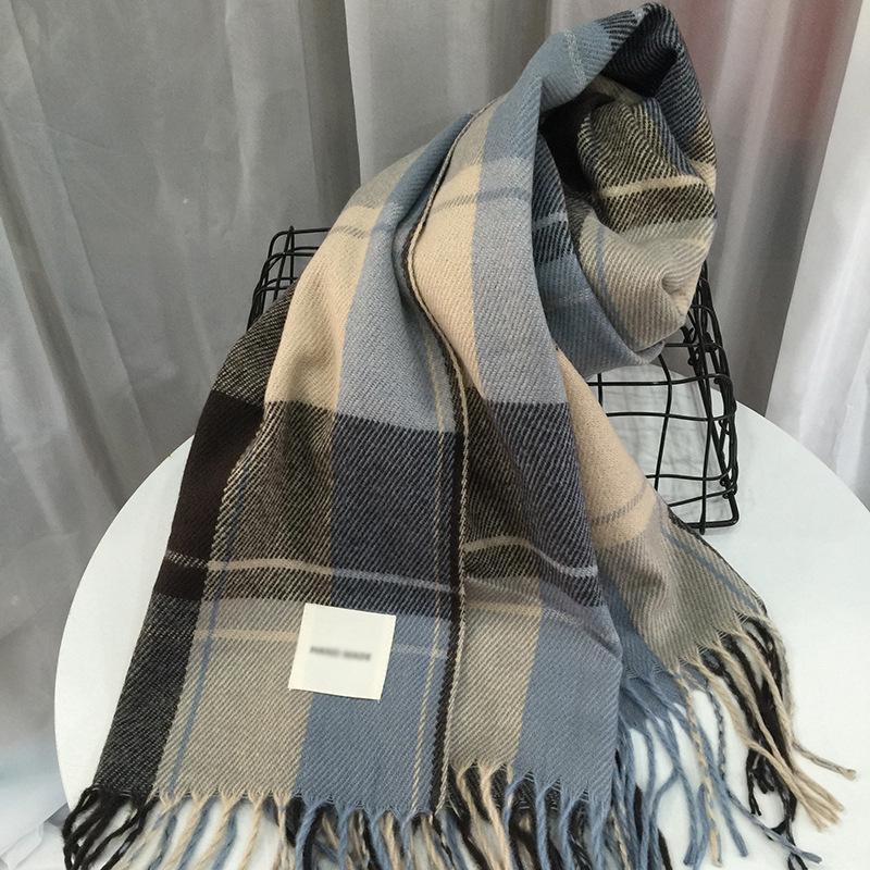 Korean Style Plaid Scarf: Thick, Warm, Imitation Cashmere for Men & Women
