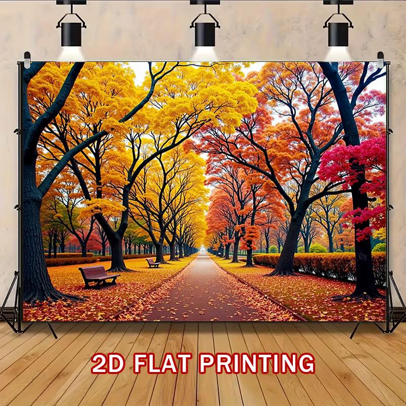 2D Plane 1 Piece of Autumn Forest Path Background Banner Suitable for Weddings Baby Shower Parties and Studio Shoots