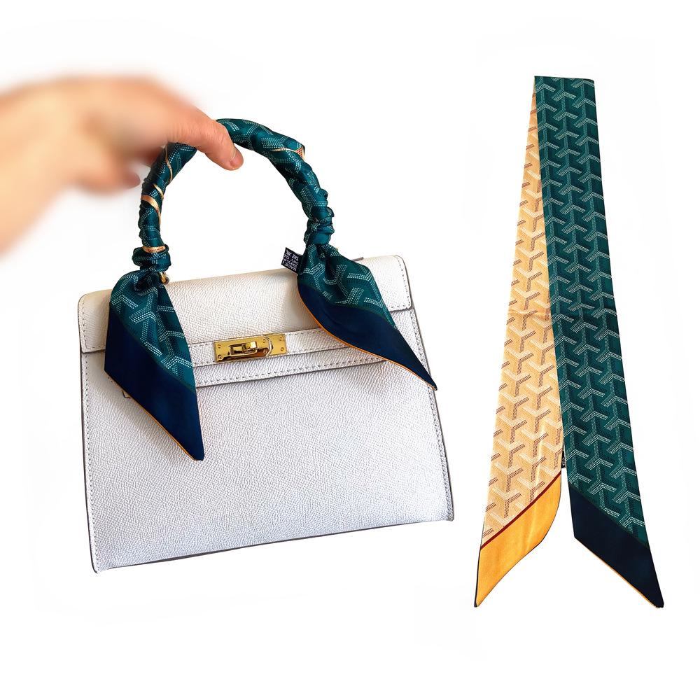 Geometrischer koreanischer Dreieck-Diamant-Schal: Damen Seidenband für Handtaschen & Haarbänder