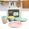 Colorful Tableware Portable Plastic Cutlery Set Cup Fork Spoon for Picnic Outdoor Activities