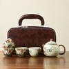 Ru kiln travel Xishi pot, one pot, four cups of teapot, teacup, high-end tea brewer, household ceramic teapot, tea set