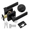 American Heavy-duty Handle Lock Aluminum Alloy Door Lock S Slot Key Square Black Bathroom Door Lock