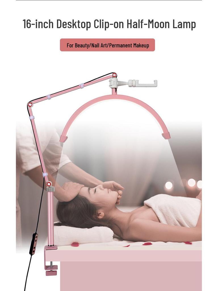 16" U-Shaped Cantilever Desk Lamp, 20W for Nail Art, Eyelash, Eyebrow, Tattoo & Beauty Lighting