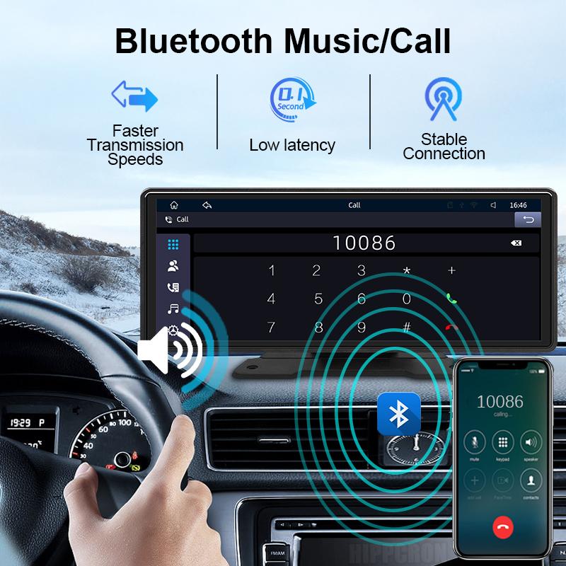 10.26" Car Mirror Radio Multimedia Video Player Universal Wireless Carplay Android Auto Screen With Bluetooth AUX USB