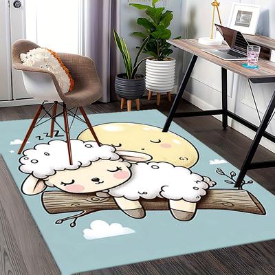 1pc Anime Sheep Moon Office Chair Mat - Anti-Slip Carpet for Home and Office Decor, Suitable for All Seasons.H021