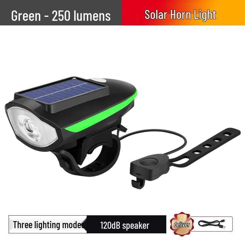 Solar & USB Rechargeable Bicycle Front Light 105x60x50mm