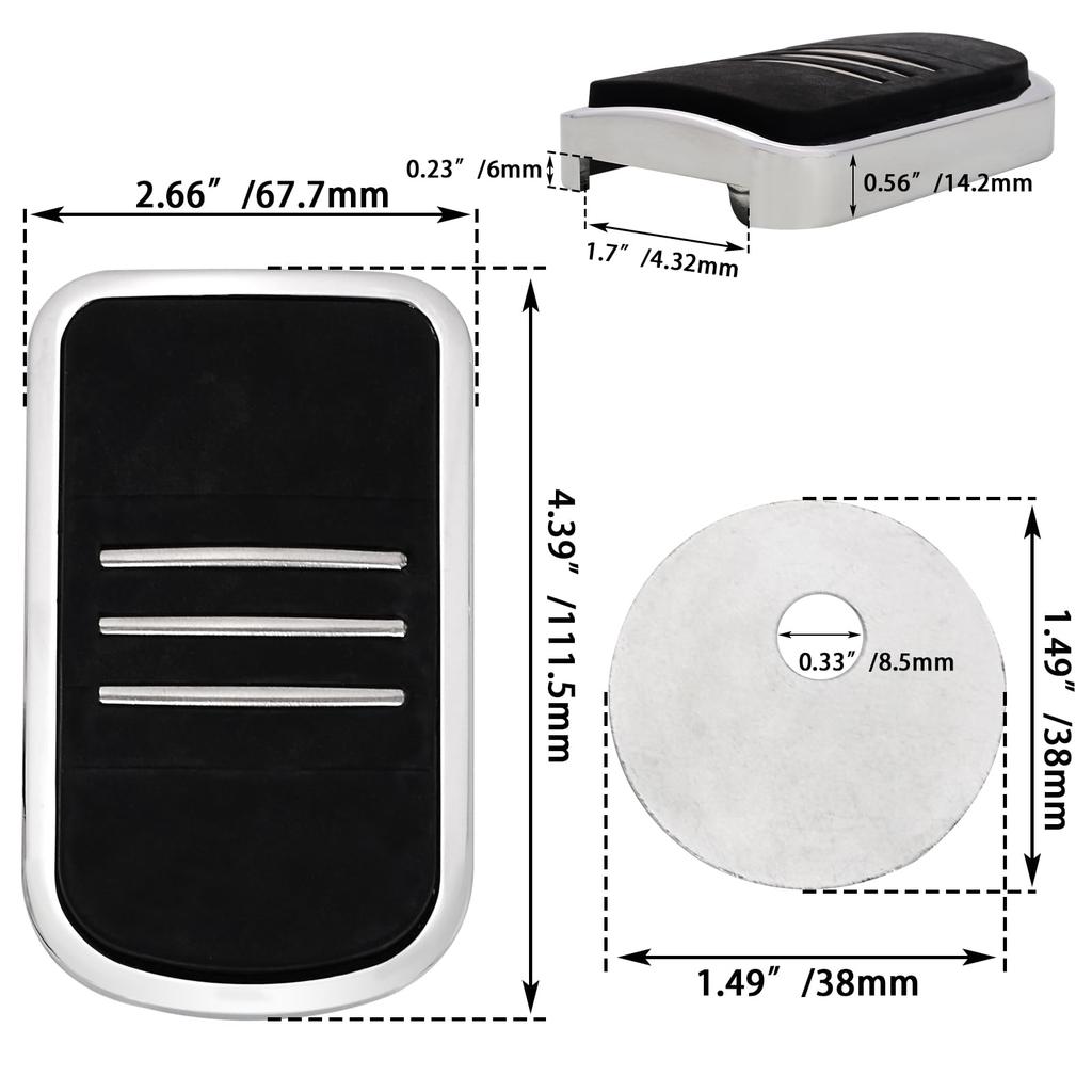 WOWTK Large Brake Pedal Pad for Harley 2012-2016 FLD, 1986-2017