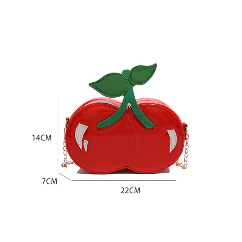 Women's Funny Cherry Shape Shoulder Crossbody Bag Cute Personalized Chain Design Small Purse and Handbag AVE