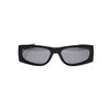 Saint Laurent Interwoven Letter Series Narrow Design Rectangular Sunglasses Women Sunglasses Black Silver SLM140F-002