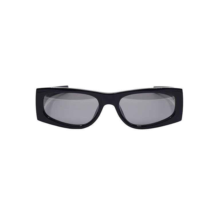 Saint Laurent Interwoven Letter Series Narrow Design Rectangular Sunglasses Women Sunglasses Black Silver SLM140F-002