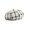 Thin plaid beret girls college style show face small hat big hat top pumpkin hat niche painter hat