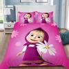 Set di biancheria da letto con copripiumino e federe stampati in 3D con Masha e Orsi, ideale per camere da letto singole, matrimoniali, queen size e king size.