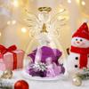 Preserved Flowers Rose in Glass Angel Figurines,Birthday Gifts for Women,Christmas Rose Gifts for Her Women Mom,Valentines Present,Purple Flowers for
