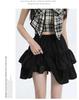 Black High Waist A-line Puffy Skirt for Women, Summer 2026 Trendy Short Umbrella Cake Skirt