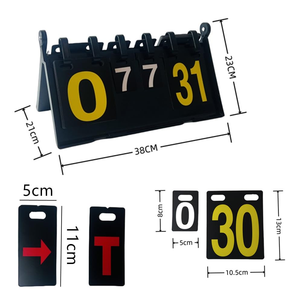 Granmagazz Scoreboard, 4-Digit Scoreboard, Foldable, Waterproof, Portable, Easy to Read, Manual Scoreboard, Suitable for Various Sports, Baseball, Soc