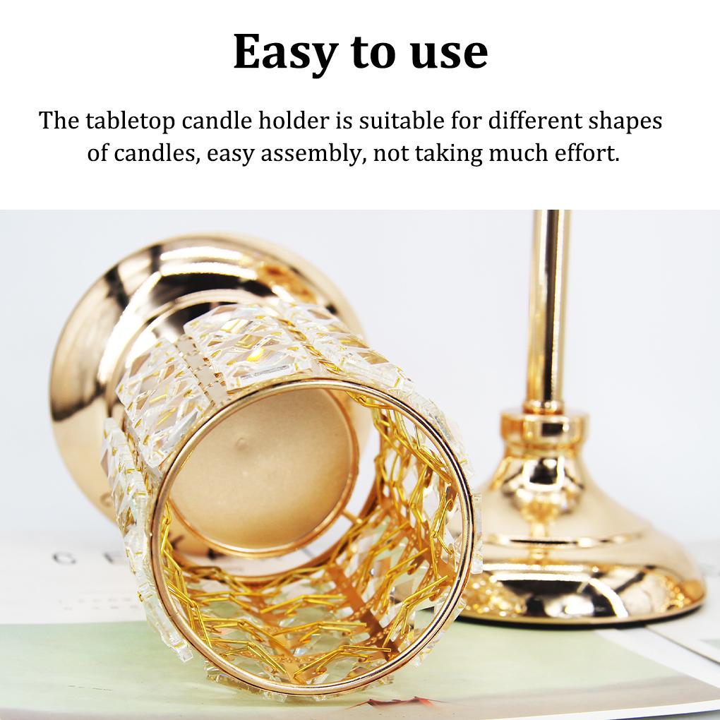 YY.Home Crystal Candle Holder Table Centerpiece Gold Wedding Party Candlestick Home Tabletop Stand Gift Decoration
