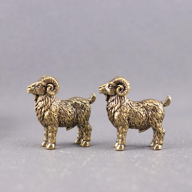 Zvířecí Beran Retro Koza Miniatury Figurky Mosazná Malá Soška Stolní Ozdoby Vintage Domácí Dekorace Řemeslné Doplňky