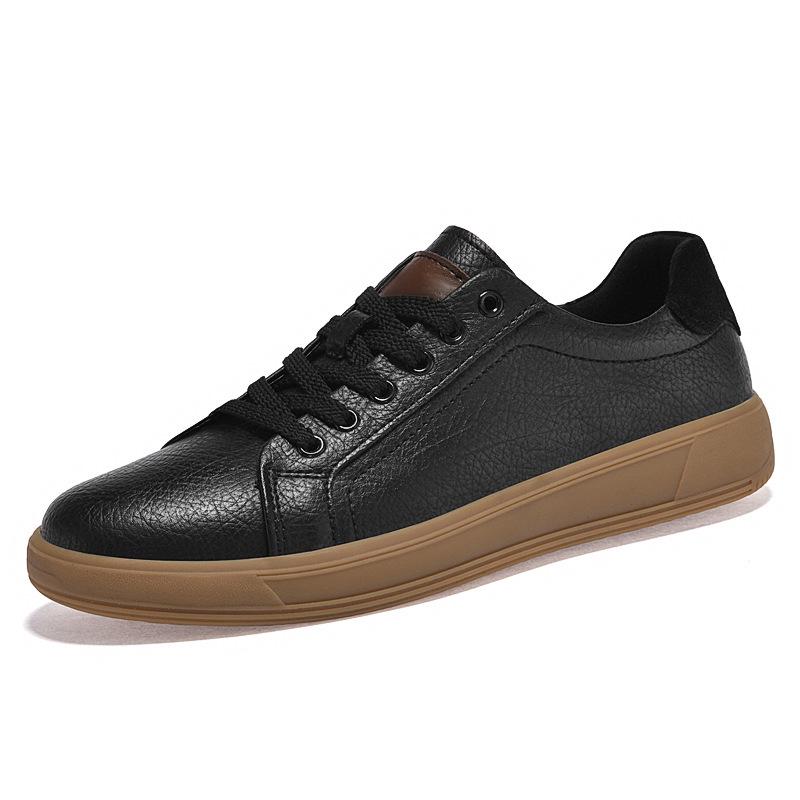 Men s Genuine Leather Thick-Soled Spring/Autumn Casual Korean Style Low-Top Round-Toe Lace-Up Shoes 36 чёрный