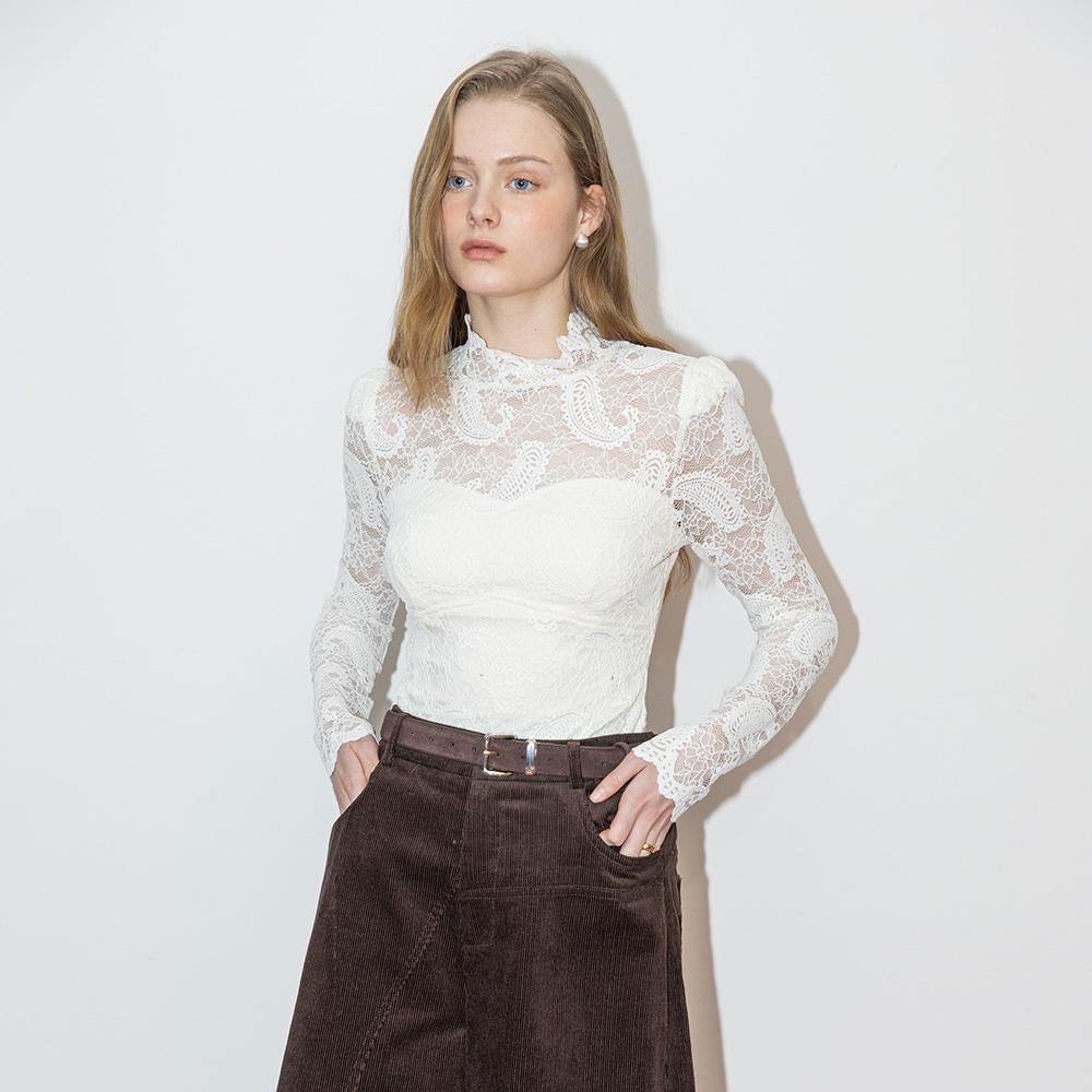 Deondeulob Dd_Lace Pattern Long Sleeves Top_2Color