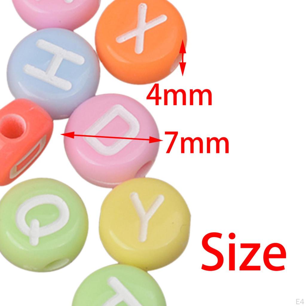 200 Pieces Acrylic Jewelry Beads 1.5 Mm Hole Loose Beads, Alphabetic Number Bead, for Key Chains