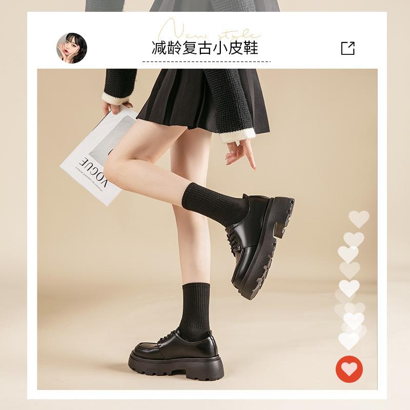 British style small leather shoes New autumn and winter muffin platform single shoes