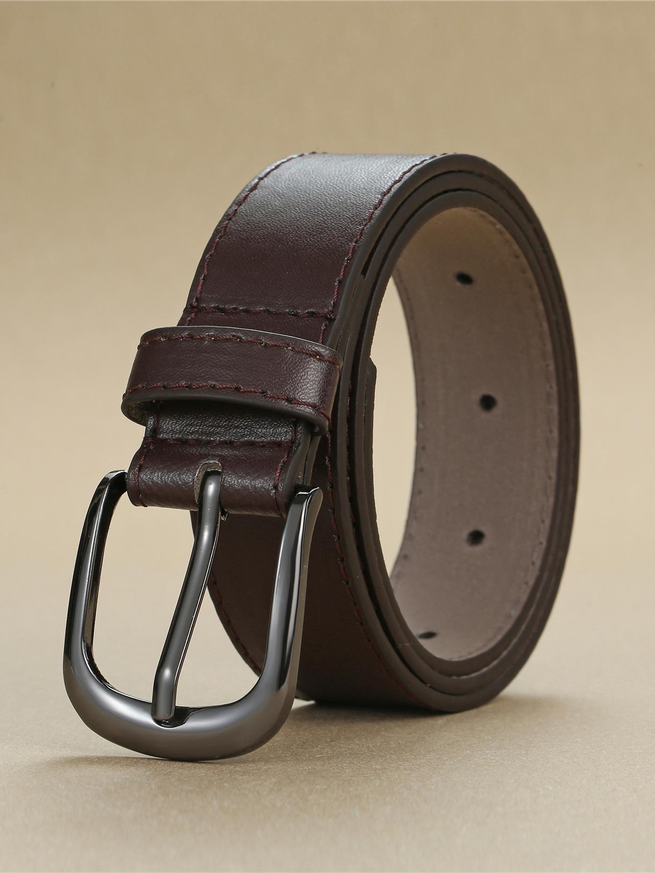 

Детский универсальный ремень с пряжкой-пином из ПУ, устойчивый к царапинам, с пуговичной головкой из сплава, повседневный ремень 88cm кофейный