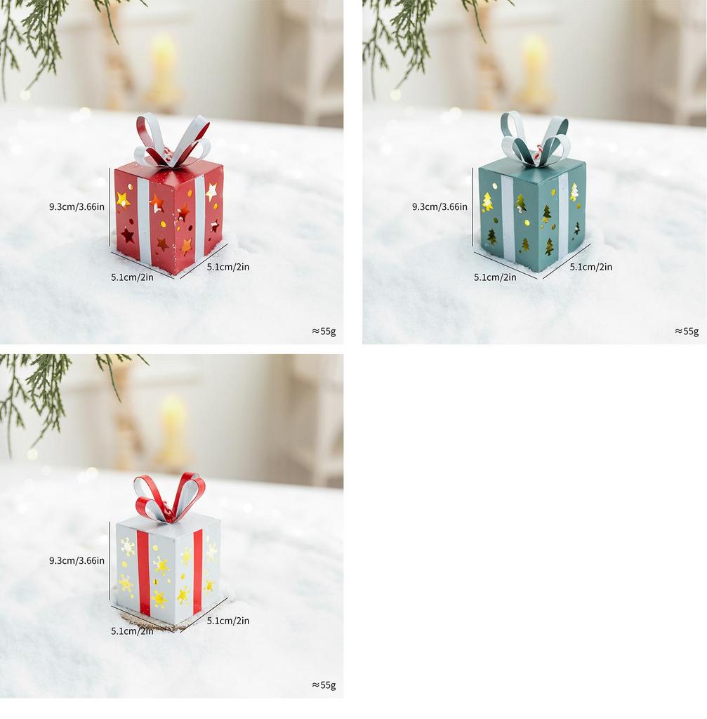 Nordic Luminous Wrought Iron Mini Gift Box Ornaments for Christmas Trees