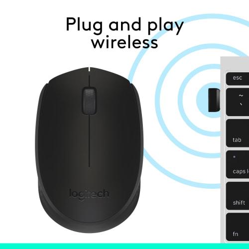 Logitech M170 2.4GHz Wireless 3 Button Optical Scroll Mouse with Nano USB Receiver (Black)