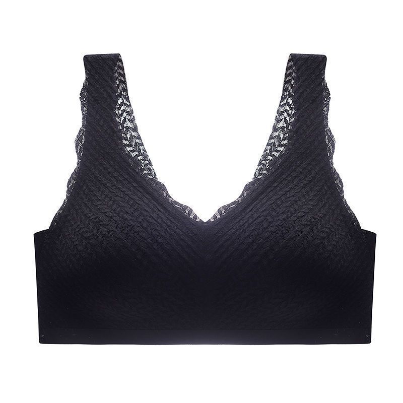Women Skin Friendly Seamless Bubble Lace Push Up Gathering Beauty Back Camisole Bra