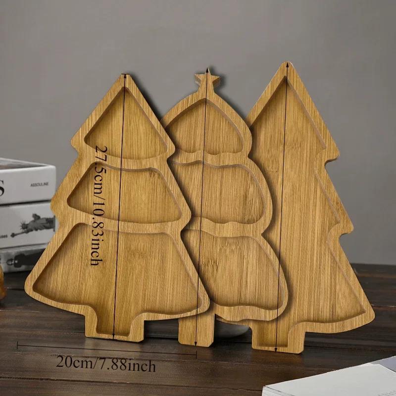 Taca Drewniana na Choinkę Świąteczna Zastawa Stołowa Suszone Owoce Przekąski Wielokomorowe Drewniane Talerze Domowe Talerze na Owoce Talerze do Szybkiego Jedzenia