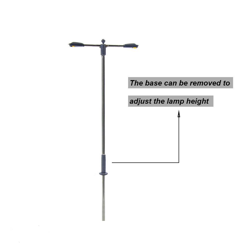 HO OO Scale 10pcs Model Street Lamp Height Adjustable 20mA Flexible For Adults Street Light Two-Heads White LEDS