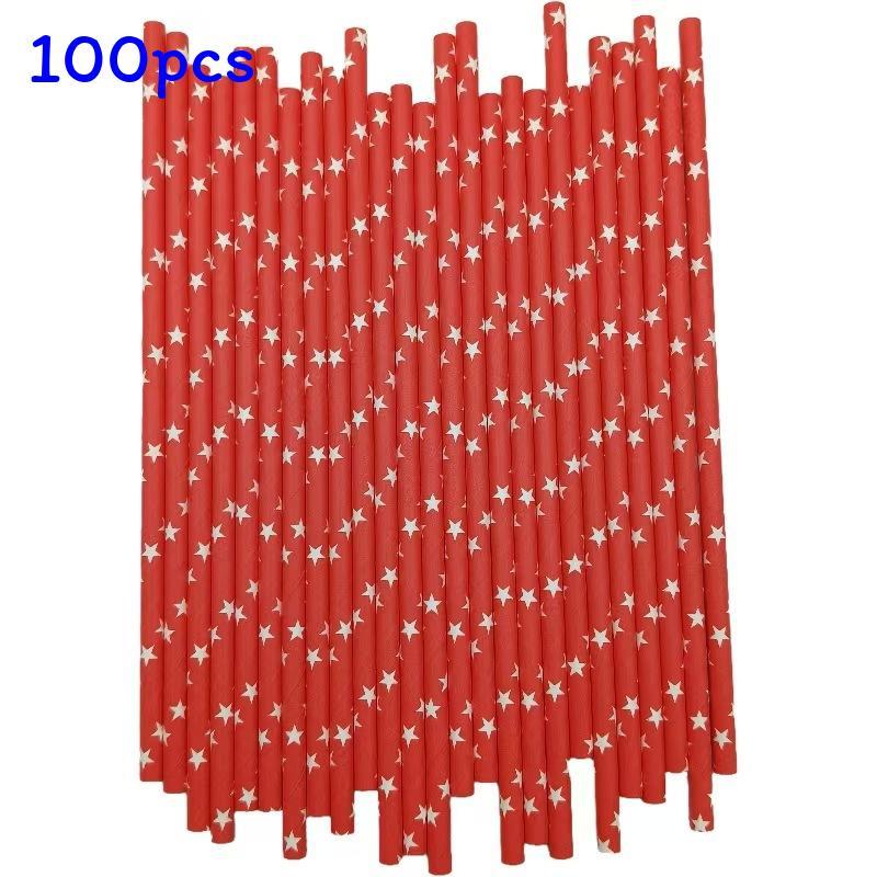 Festive Red Paper Drinking Straws Biodegradable For Party Decor And Desserts