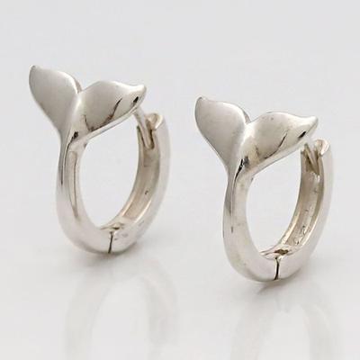 92.5 Silver Whale Tail Hoop Earrings 925 Silver Silver Earrings Hoop Earrings Silver Needle Earrings Daily Earrings