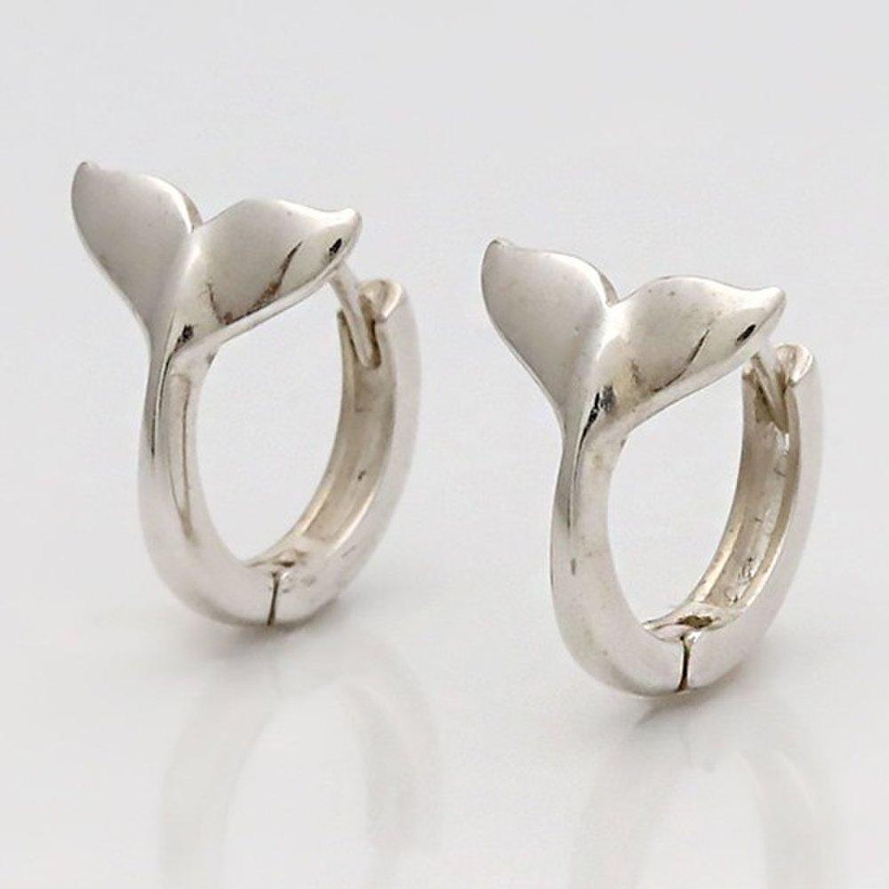 92.5 Silver Whale Tail Hoop Earrings 925 Silver Silver Earrings Hoop Earrings Silver Needle Earrings Daily Earrings