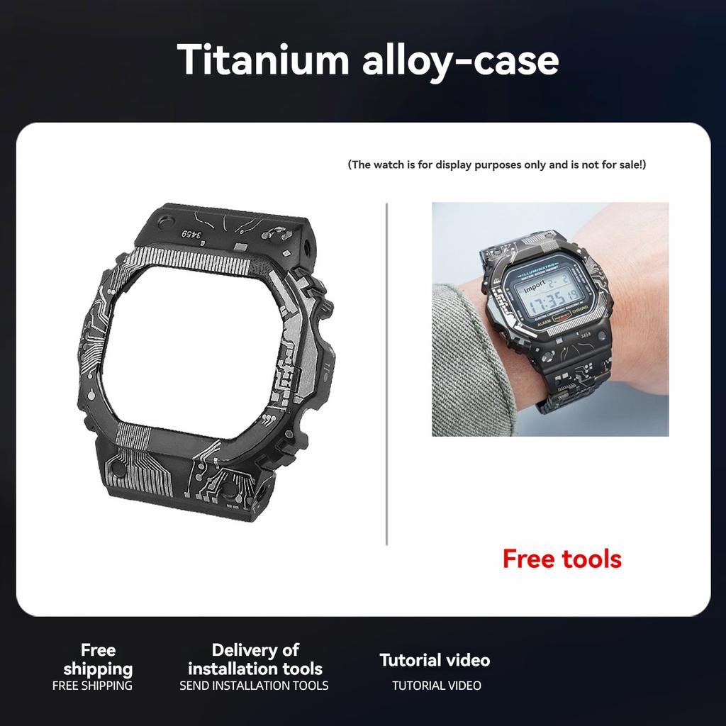 Titanlegierungsarmband+Gehäuselünette für Casio G-Shock DW-5600 GW-M5610 GW-B5600 Mod Kit Edelstahl-Armband-Set Zubehör