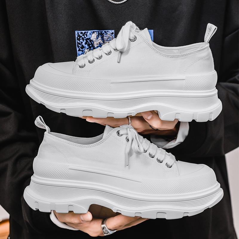 Canvas shoes boys muffin bottom short height increase board shoes trend breathable casual white shoes