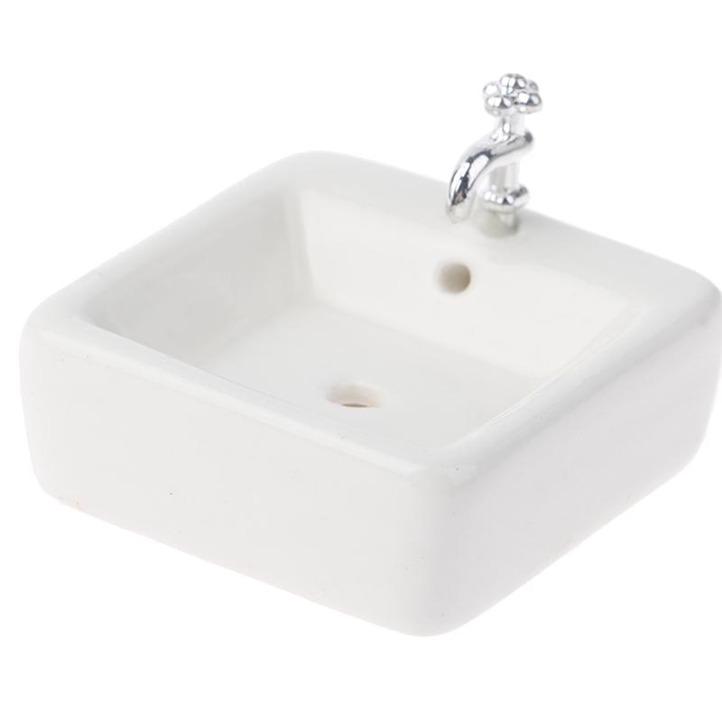 1:12 Dollhouse Miniature Bathroom Sink Ceramic Wash Basin Model Accessories Toys