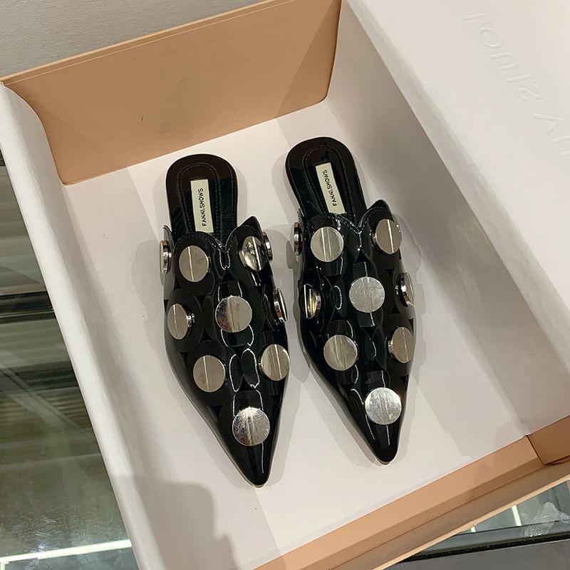 

2025 весна новая мода универсальные туфли на высоком каблуке, тапочки с головкой сумки, туфли с тонким каблуком и пряжкой 40