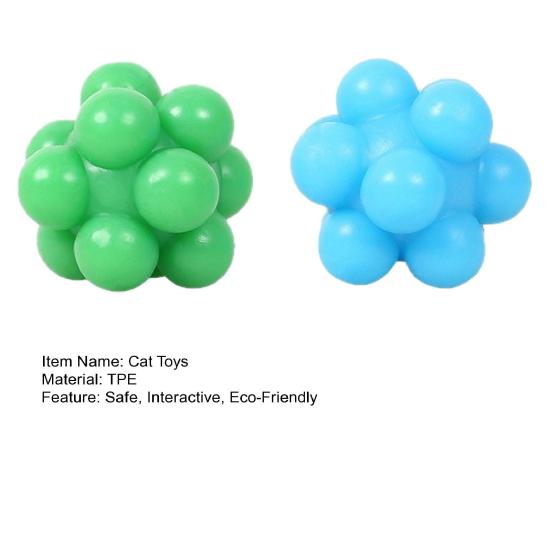 Yousheng Bouncy Cat Toy Ball with Elastic Bounce TPR Multi-Angle Chew Toy for Solo Play & Teething Self-Entertainment Toy for Kittens Adult Cats