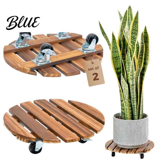 Stable Plant Dolly for Farm Round Wood Caddy with Wheels Heavy Duty Rolling Stand Stoneware Vat Mover Lawn Casters Movable Flower Pot Indoor Outdoor
