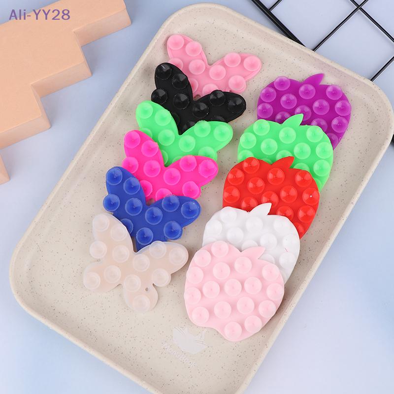 {YY28} Cute Fruit Butterfly Shaped Silicone Pad For Mobile Phone Fixture Suction Cup Backed Adhesive Fixed Sucker Pad