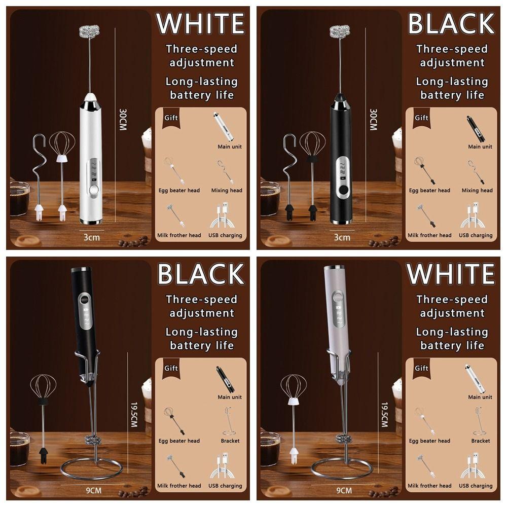 3-Gang-Geschwindigkeit Elektrischer Milchaufschäumer USB-wiederaufladbar Schaummixer Getränkemischer Eierrührgerät Sahne
